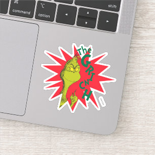 Classic Grinch   Red Starburst Sticker