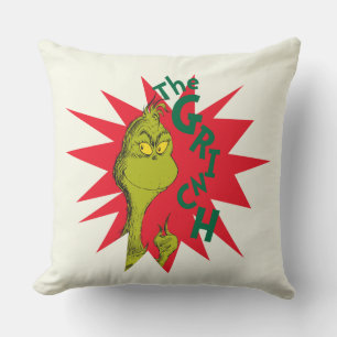 Classic Grinch Red Starburst Throw Pillow