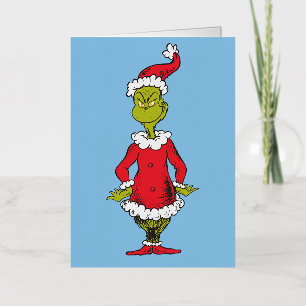 Classic Grinch Santa Claus Foil Greeting Card