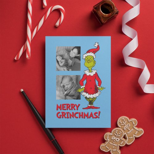 Classic Grinch  Santa Claus Holiday Card