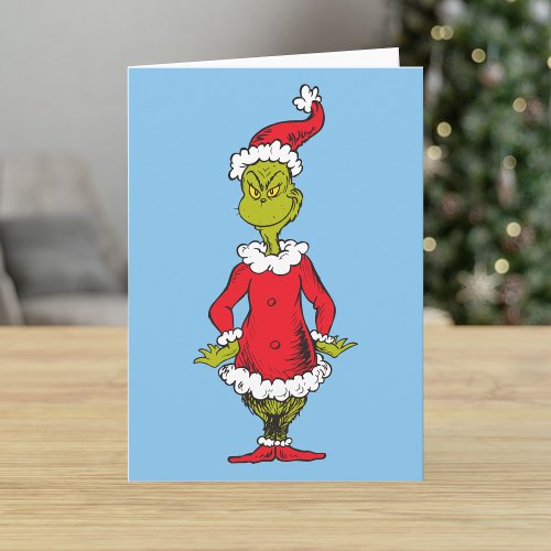 Classic Grinch  Santa Claus Holiday Card