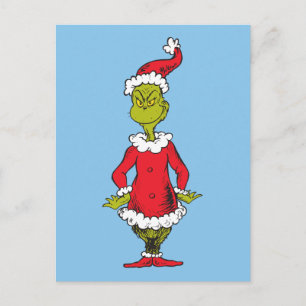 Classic Grinch Santa Claus Holiday Postcard