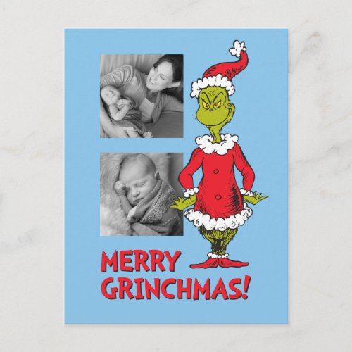 Classic Grinch  Santa Claus Holiday Postcard