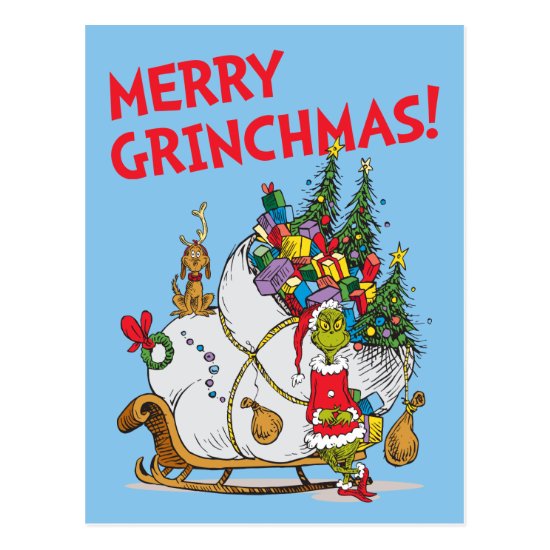 Classic Grinch | The Grinch & Max with Sleigh Postcard