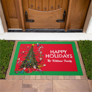 Classic Grinch Whoville Christmas Tree Doormat
