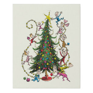 Classic Grinch   Whoville Christmas Tree Faux Canvas Print