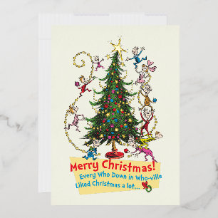 Classic Grinch Whoville Christmas Tree Foil Holiday Card