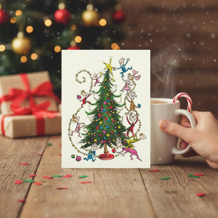 Classic Grinch Whoville Christmas Tree Holiday Postcard