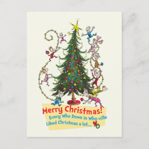 Classic Grinch Whoville Christmas Tree Holiday Postcard