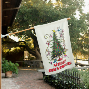 Classic Grinch Whoville Christmas Tree House Flag