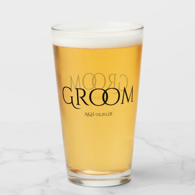 Classic Groom Tumbler Glass (Front Filled)