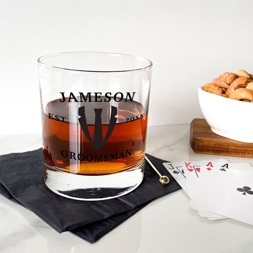 Classic Groomsman Black Tie Tuxedo Whiskey Glass