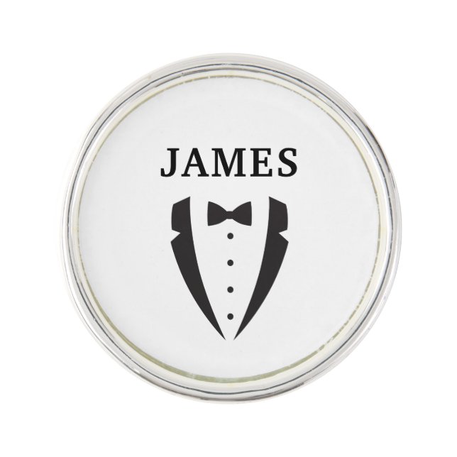 Classic Groomsman Bow Tie Tuxedo Lapel Pin (Front)