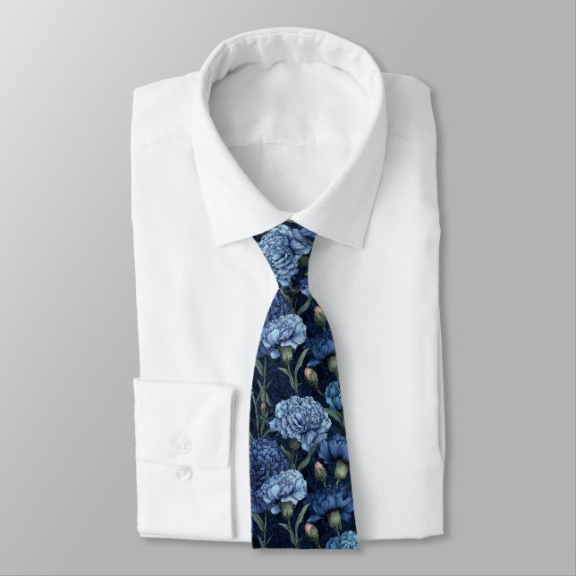 Classic Groomsmen Carnation Flower Neck Tie (Tied)
