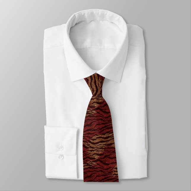 Classic Groomsmen Tiger Print Neck Tie (Tied)