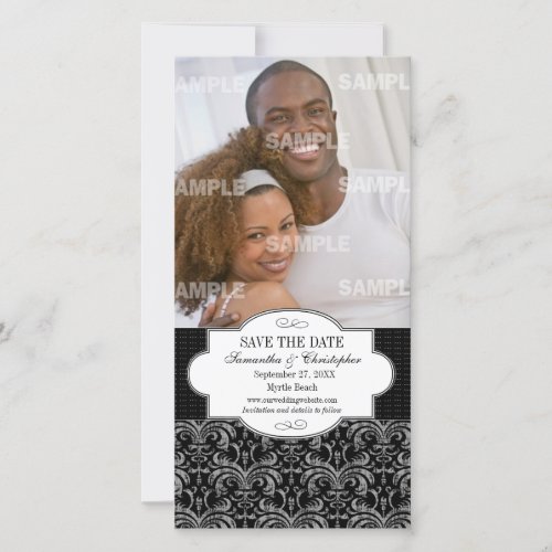 Classic Grunge Damask Save The Date Photo Card