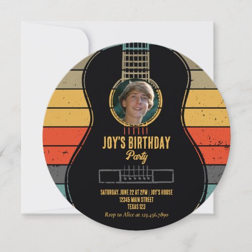 Classic guitar birthday invitation