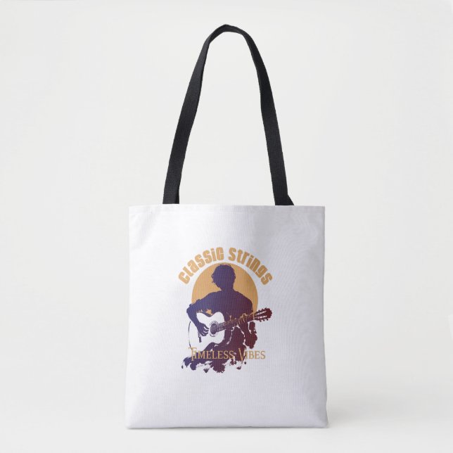 Classic Guitar Canvas Tote Bag for Music Lovers (Front)