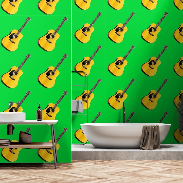 Classic Guitar Custom Color Green Wallpaper (Bathroom)