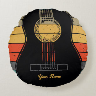 Classic guitar custome name round pillow