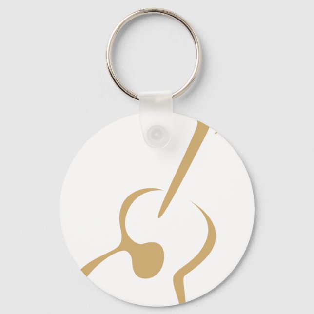 Classic Guitar in Swish Drawing Style Keychain (Front)