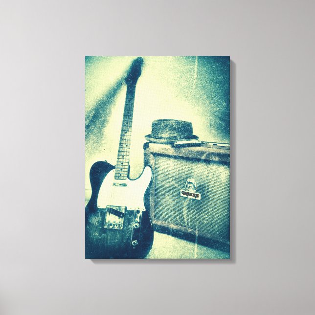 classic guitar with amp bluesman canvas print (Front)