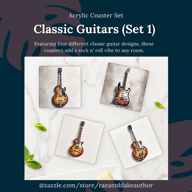 Classic Guitars (Set 1) Acrylic Coaster Set (Creator Uploaded)