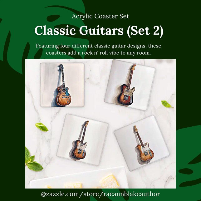 Classic Guitars (Set 2) Acrylic Coaster Set (Creator Uploaded)