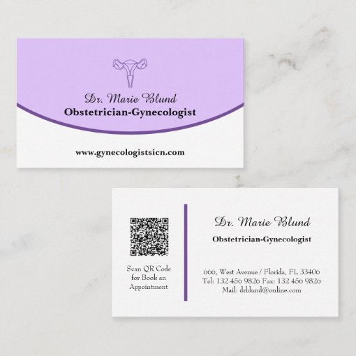 Classic Gynecologist Obstetrician OBGYN QR Code Business Card | Zazzle