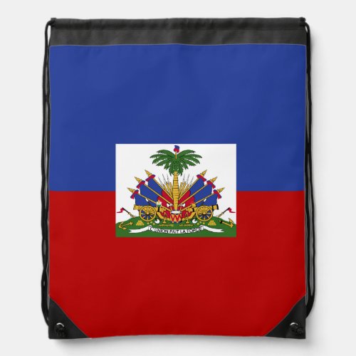 Classic Haitian Flag Drawstring Bag