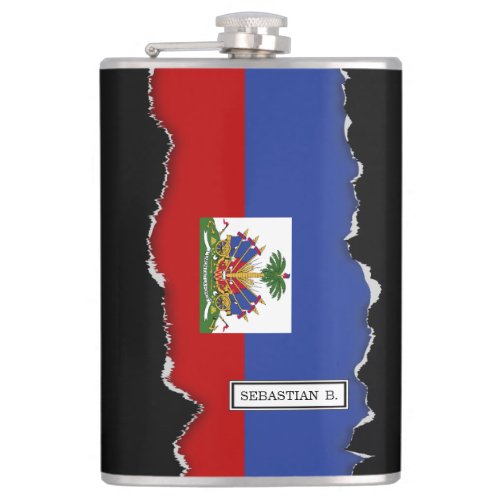 Classic Haitian Flag Hip Flask
