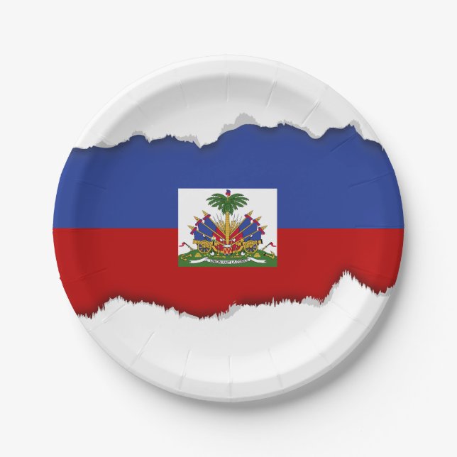 Classic Haitian Flag Paper Plates (Front)