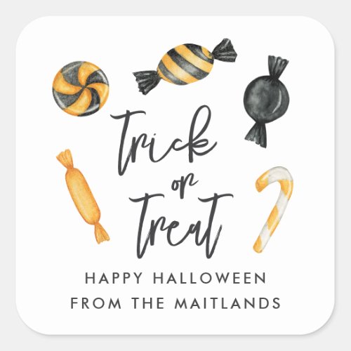 Classic Halloween Candy Trick or Treat Square Sticker