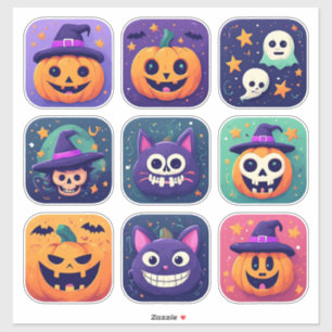 Classic Halloween Icons Pumpkin Witch Bat 👻 Sticker