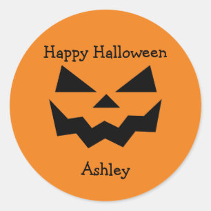 Classic Halloween Name Jack-o-lantern face Round Sticker