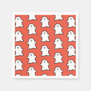 Classic Halloween Orange and White Ghost Napkins