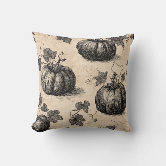 Classic Halloween Pumpkins Throw Pillow (Front)