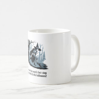 classic Halloween safety Design featuring a witch Coffee Mug