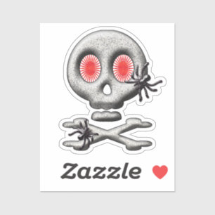 Classic Halloween Scary Skull and Creepy Spiders Sticker