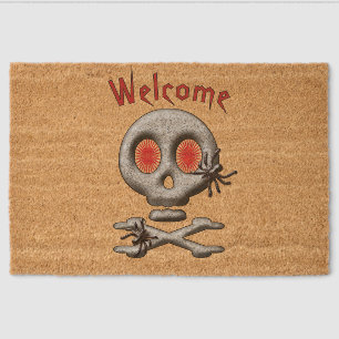 Classic Halloween Scary Skull Creepy Spiders Fiber Doormat
