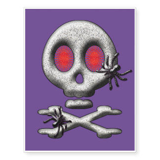 Classic Halloween Scary Skull Creepy Spiders Temporary Tattoos
