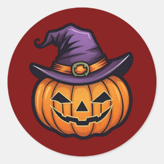 Classic Halloween Witch Hat Pumpkin Stickers