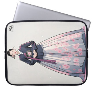 Classic Hanbok Woman Adorned with Cherry Blossoms Laptop Sleeve