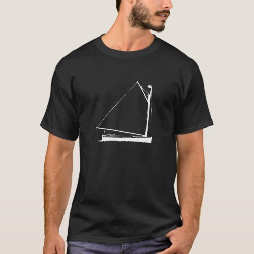 Classic Hand Drawn Boat Drawing Of A Cat Boat T_Shirt