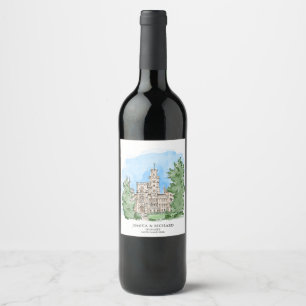 Classic Hand Drawn Venue Chateau Illustration  Wine Label