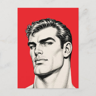 Classic Handsome Man Portrait Postcard