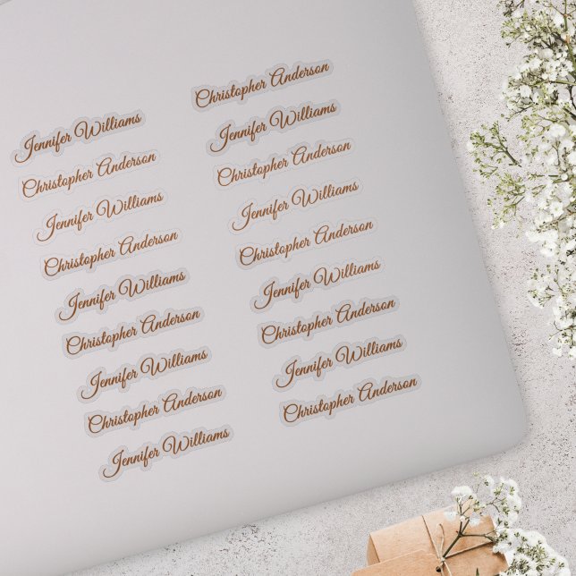 Classic Handwriting 18 Guest Names - Bronze Sticker (Creator Uploaded)