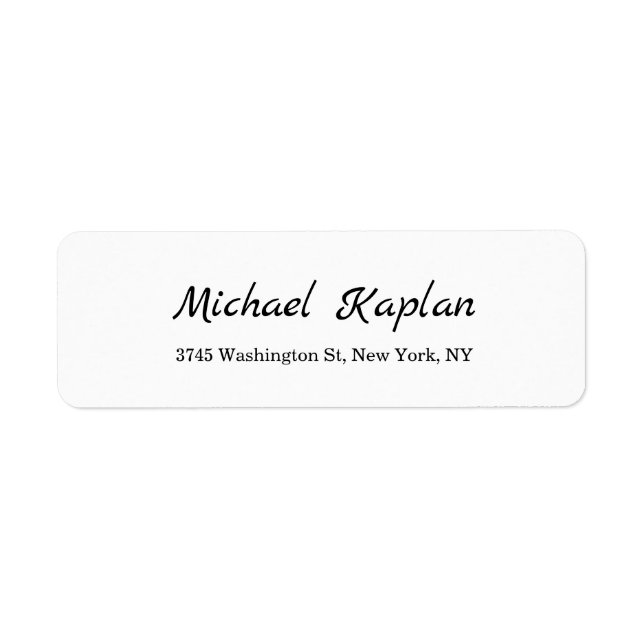 Classic Handwriting Plain Minimalist Professional Label (Front)