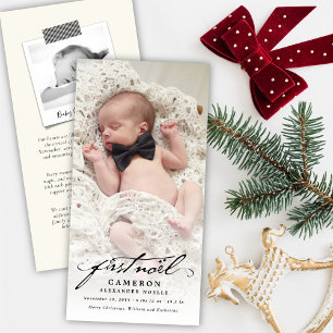 Classic Handwriting Script Baby's First Noel Photo Holiday Card