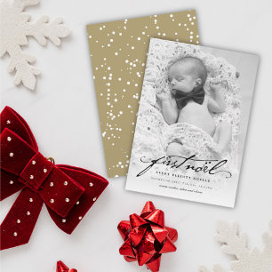 Classic Handwriting Script Baby's First Noel Photo Holiday Card